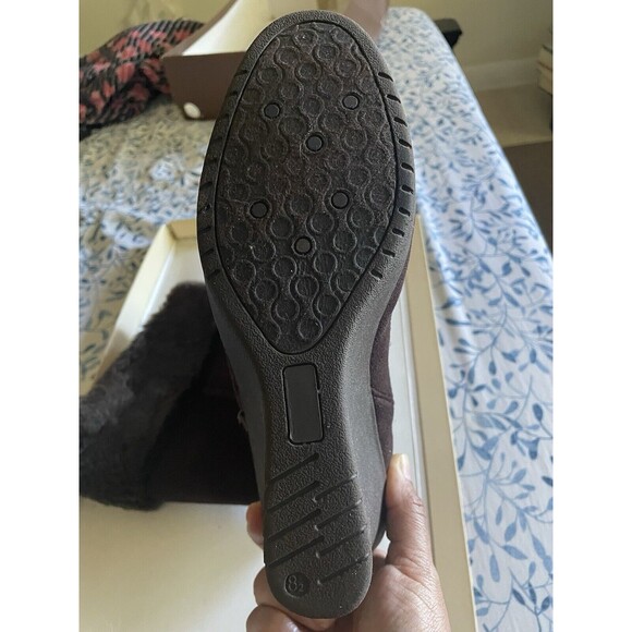 Decree Womens Boots 8.5M Knee High Brown Zip Up Round Toe Wedge 3" Heel - Picture 5 of 10